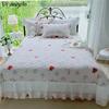 European Style Cotton Floral Wrap Around Ruffle Lace Bed Skirt Sheet Pillowcase Thickened Bed Cover Cotton Quilted Bedspread #/