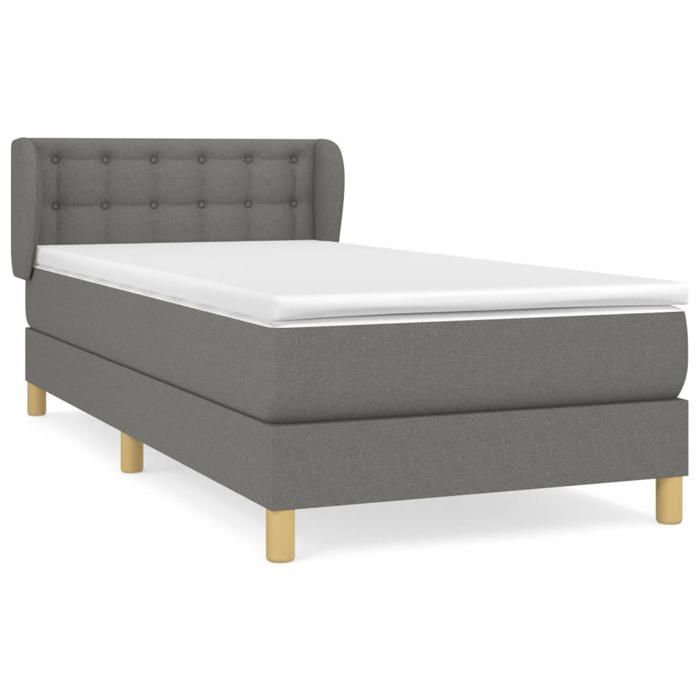3127078 vidaXL Divan Bed with Mattress Dark Grey 80x200 Cm Fabric