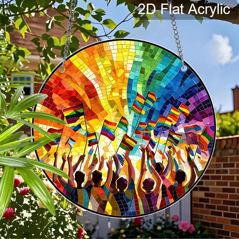 Acrylic Rainbow Pride Suncatcher Stained Glass Effect Window Hanging Ornament Colorful Home Decor