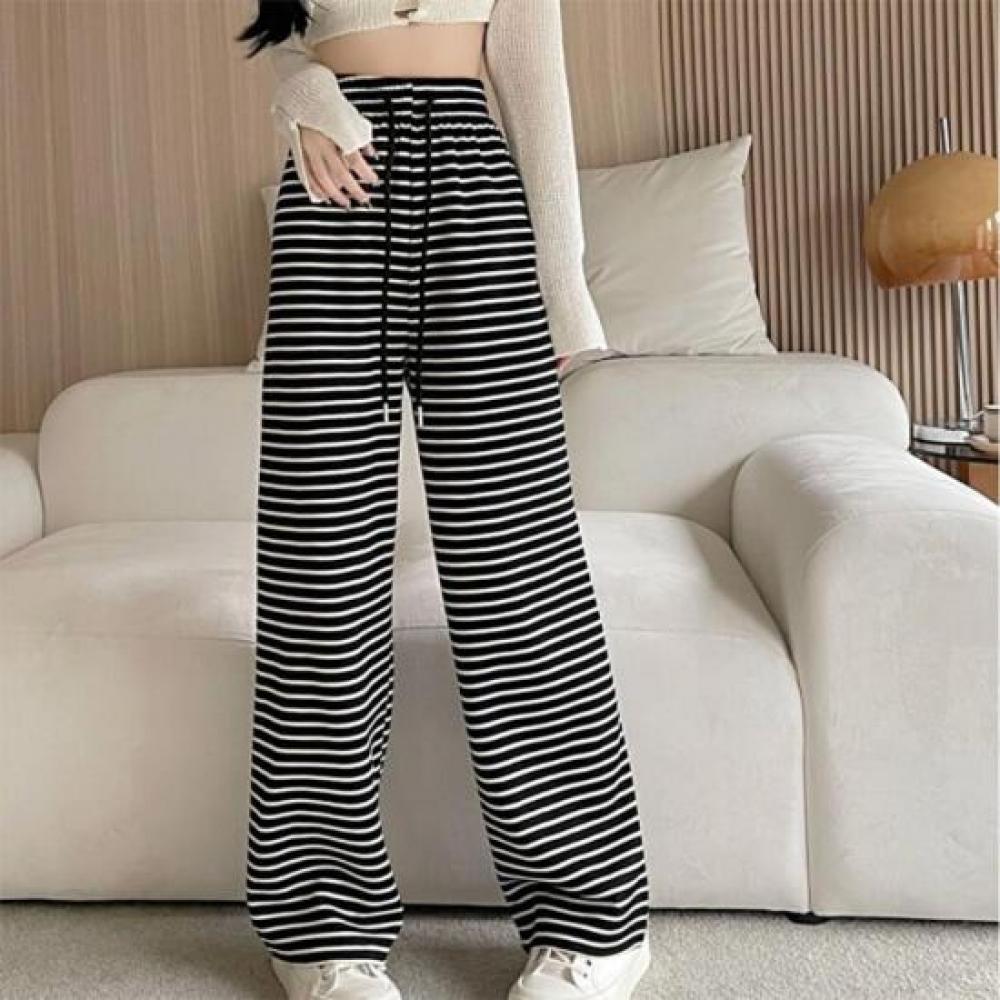 New Arrivals Open Run Stripe Pants Loose Fit Wide Leg