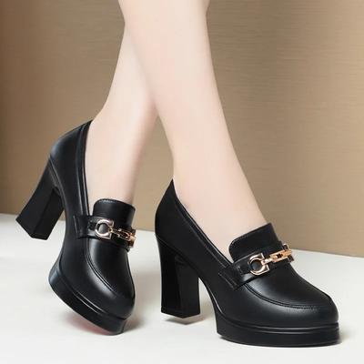 Весенние туфли на высоком каблуке, женские туфли-лоферы в британском стиле с острым носком на толстом каблуке, женские элегантные туфли-лодочки Zapatos Para Mujer