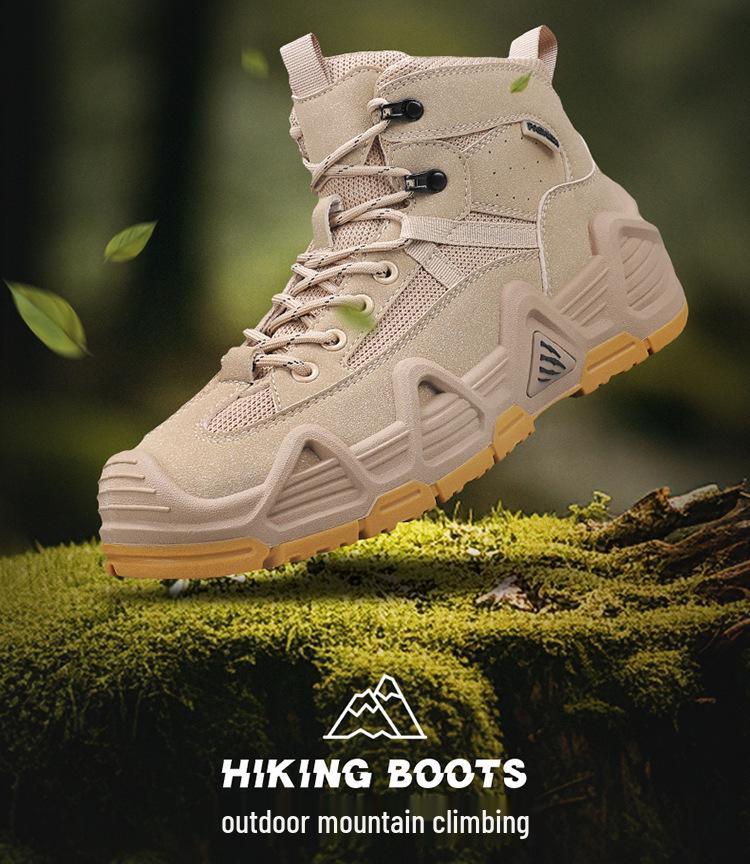 Мужские пустынные высокие уличные ботинки для хайкинга с защитой от проколов - Нескользящие, износостойкие тактические кроссовки