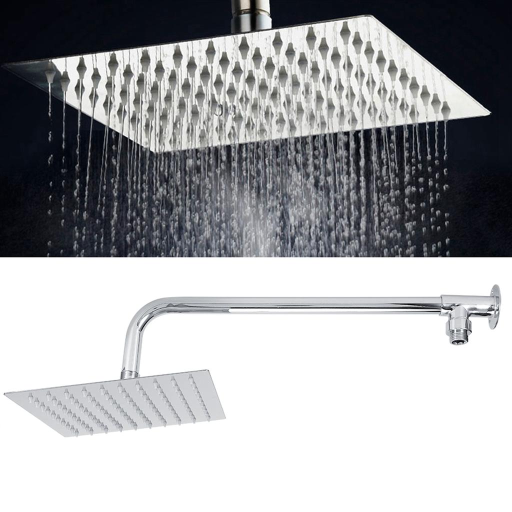 G1/2in Thread Wall Mounted Stainless Steel 8in Rainfall Showerhead Top Spray Shower Head Bathroom