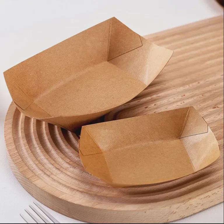 Лодочка из маслостойкой пищевой крафт-бумаги для попкорна, картофеля фри, куриных крылышек и барбекю