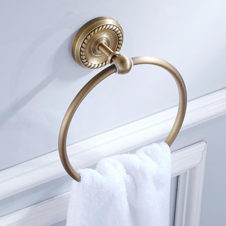 Bathroom Towel Holder, Black Brass Wall Mounted Round Antique Brass Towel Ring Towel Holder Classic Bathroom Accessories