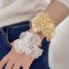 Gold Hollow High-End Flower Bracelet, Diamond-Set Exaggerated High-End Bracelet, Gold And Silver Flower Bracelet.