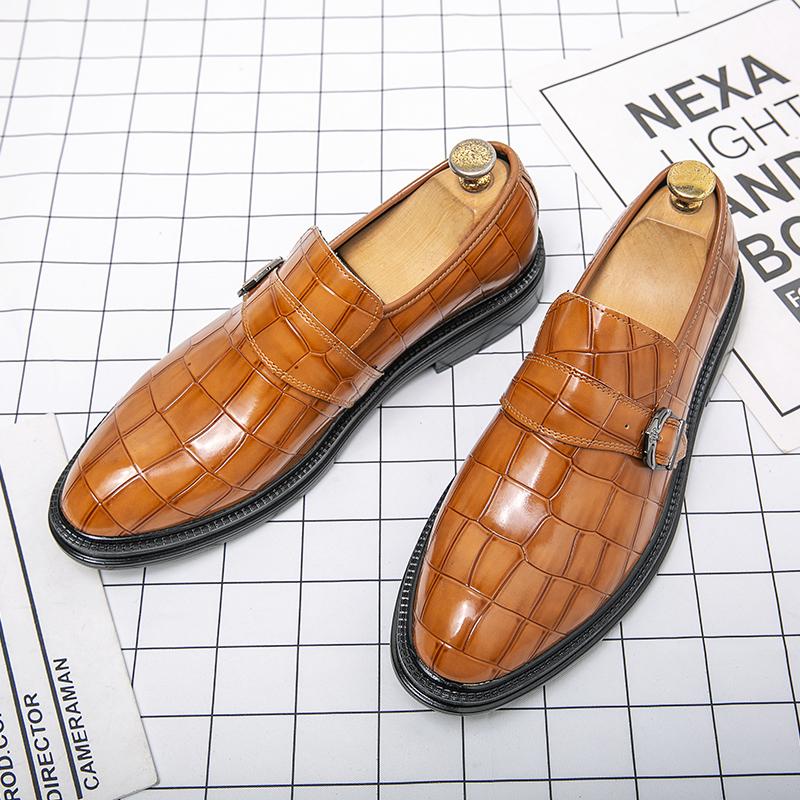 Fashion Luxury Brand Men Shoes Loafer Shoes Men Casual Leather Side Metal Buckle Shoes Mens Dress Shoes Black and Blue Platform Shoes