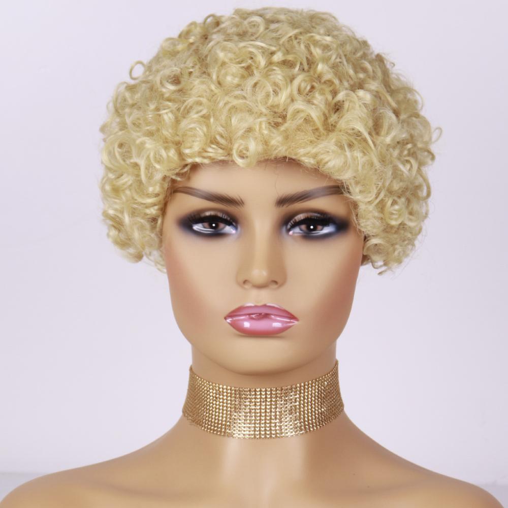 LISI HAIR Афро-женские короткие волосы, странные вьющиеся парики с челкой для чернокожих женщин, африканские блондинки, бесклеевые парики для косплея, парик из синтетического волокна