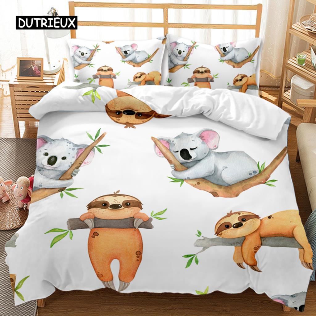 Комплект постельного белья Sloth Cartoon Space Sloth Комплект постельного белья Sloth Animal Одеяло-пододеяльник Double Queen King Size Полиэстеровое одеяло