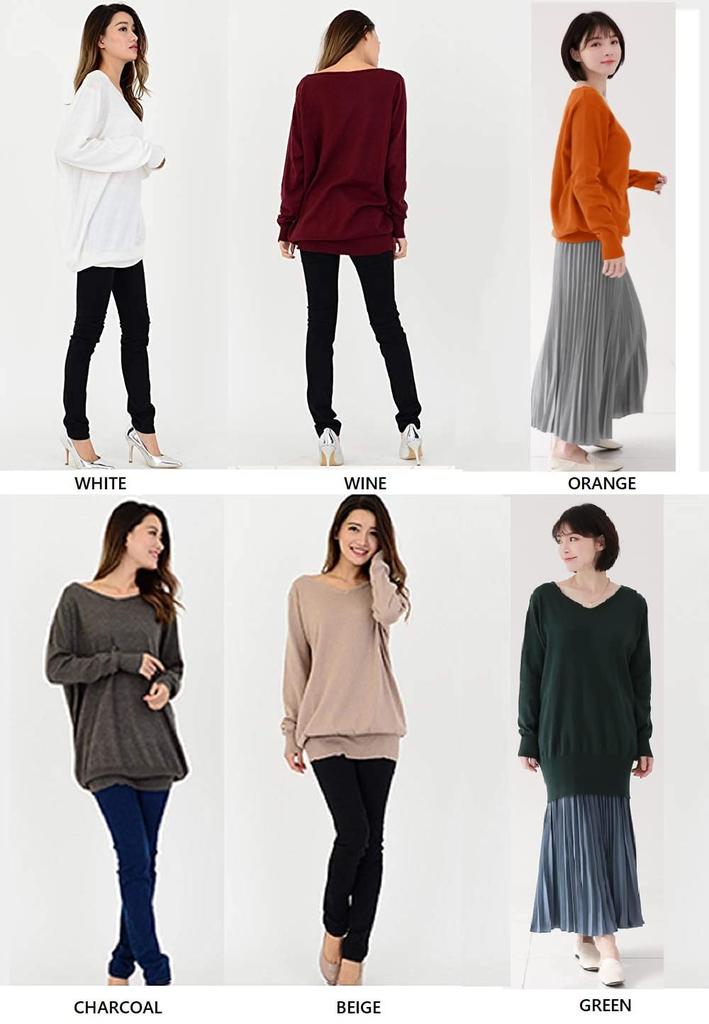 Sleeping Sheep Loose Slightly Long Cotton Knit Simple Plus Sizes for Women Fit, V-Neck Sweater, Tunic, (Wine, LL-3L)