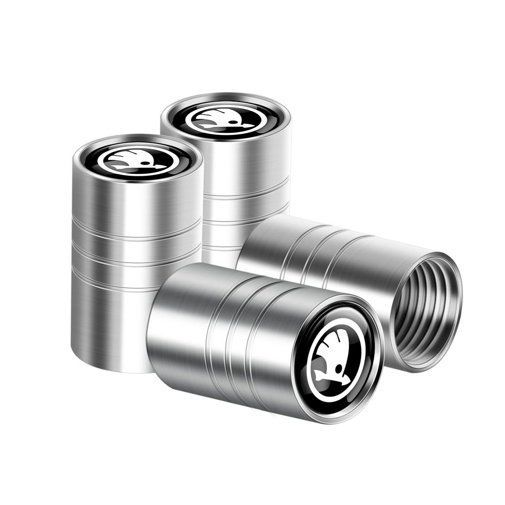 2026 Hot For SKODA 4pcs Metal Car Wheel Tire Valve Caps Stem Case Covers Accessories For Skoda S Kodiaq Octavia A5 2 3 Yeti Karo