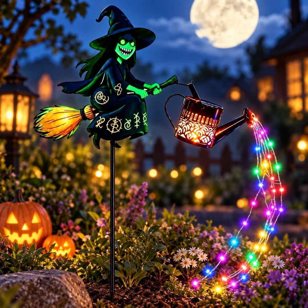 Waterproof Witch Lawn Lamp Solar Powered Witch Garden Light Halloween Solar Lights Holiday Party