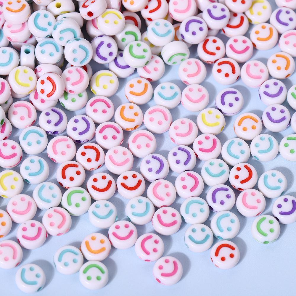 Акриловые бусины «Смайлик» для изготовления украшений своими руками - Круглые, цветные бусины для детских браслетов и ожерелий