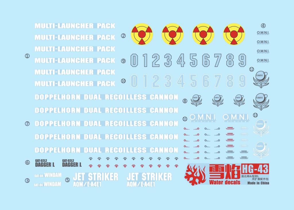 HG RG EG Robot MS Yukisha Detail Up Water Transfer Decal HG Windham Dagger Fluorescent!! 1/144 (for 1/44 & HG-43) [Item]