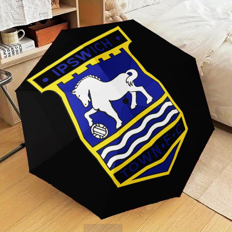 1PC Town Football Club Crest Printed Umbrella Folding umbrella, automatic umbrella 8-Frame for Travel, camping Fan gifts Christmas Gifts