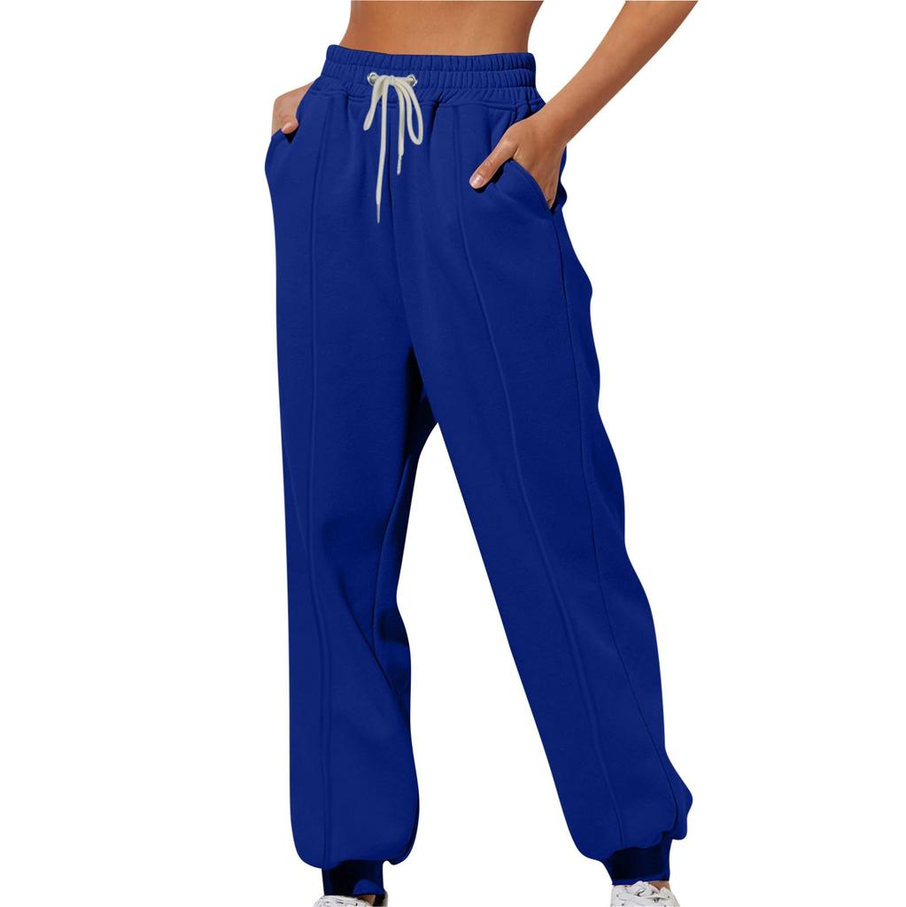 Женские однотонные повседневные утепленные свободные спортивные штаны с завязками на шнурке для отдыха, длинные брюки
