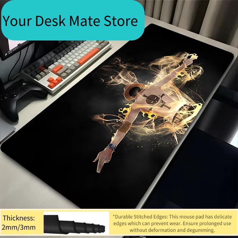 Gaming Mousepad Large Computer Gamer Mouse Pad Office Laptop One Piece Ace Natural Rubber with Locking Edge Gaming Mouse Mat