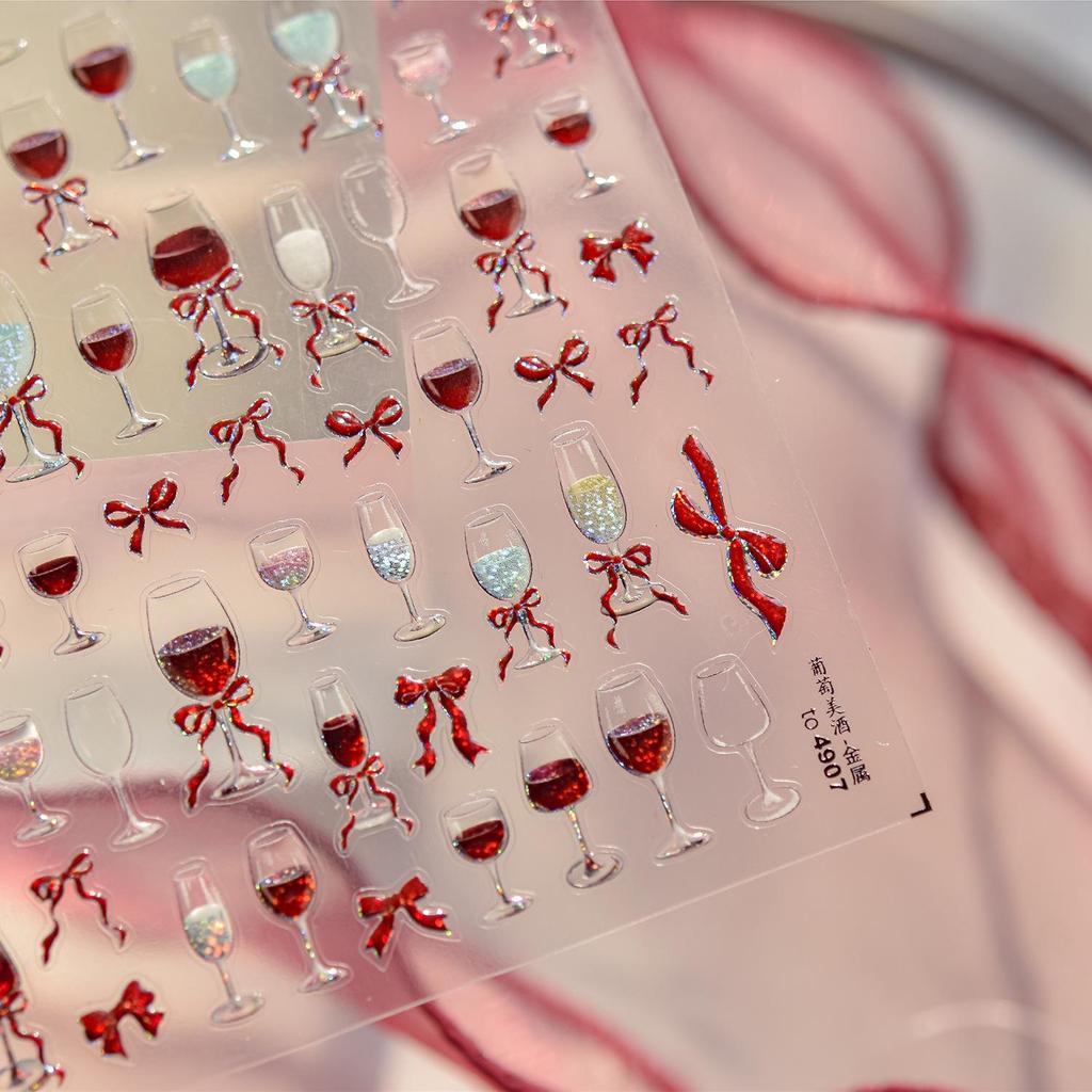 Металлические наклейки для ногтей Tomoni - Популярные японские аксессуары для нейл-арта с бокалами