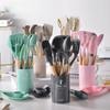 12PCS Food Grade Silicone Kitchen Cookware Utensils Turner Spatula Measuring Spoon Practical Cooking Tool Kitchenware Set