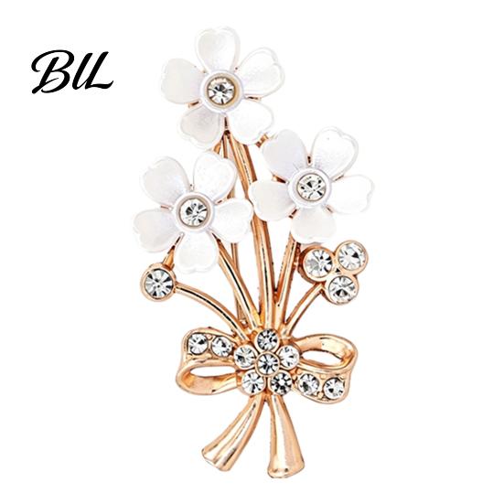 Floral Scarf Pin Rhinestone Flower Brooch Pin, Bling Lapel for Women, Coat Shirt Sweater Dress Decorative Accessory Badge
