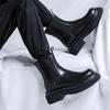 FashionAutumn Winter Leather Chelsea Boots for Men Slip On Platform Shoes Men Casual Plush Warm Ankle Boots Thick Sole Motorcycle Boots
