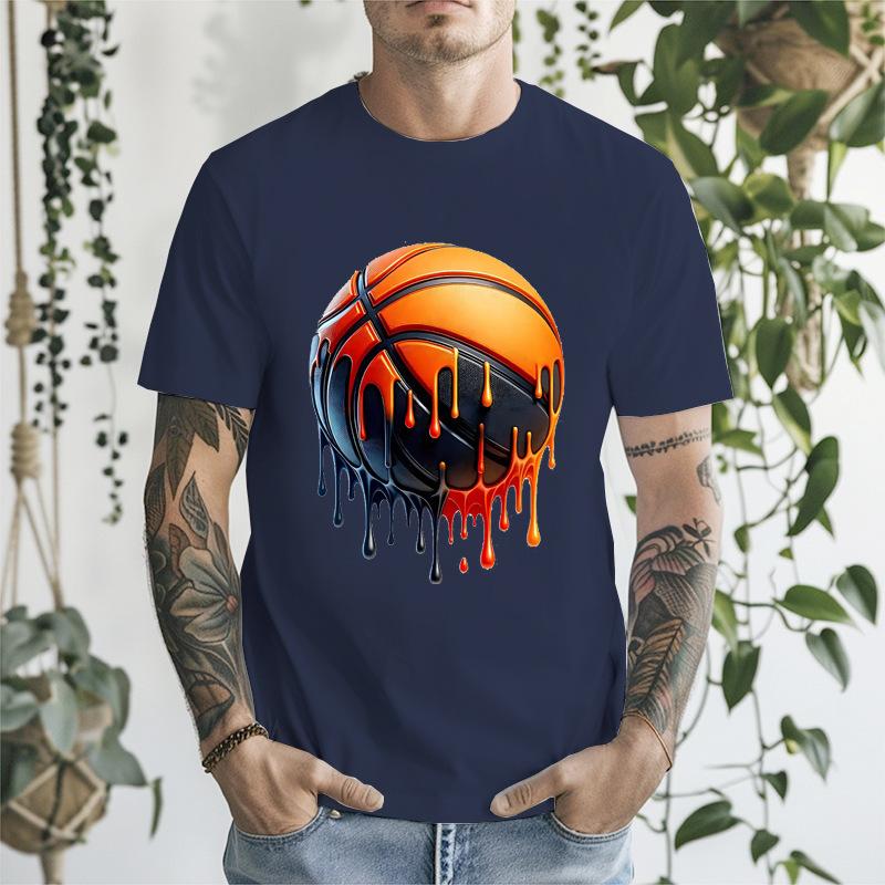 Unisexs Casual Loose Round Neck Short Sleeve Tshirt Basketball Print Modale Polyester Polyester Tshirt Ink Splatter Design