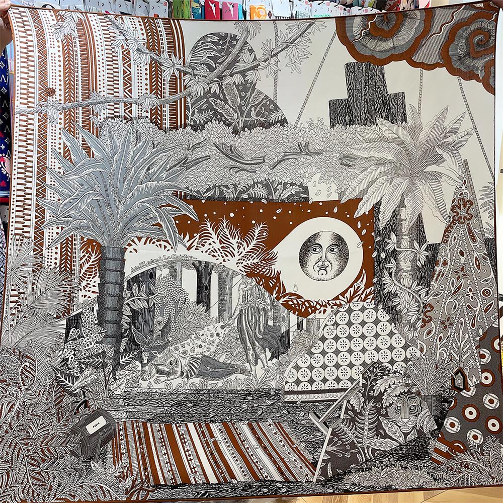 130cm Winter Scarf Women Keep Warm Imitation Silk Cashmere Square Scarf Shawl Luxury Jungle Scarves Wraps Pashmina Hijab Bandana