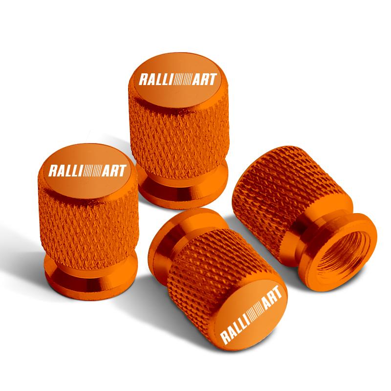 4pcs For Mitsubishi Ralli Art Badge ASX EVO Lancer Galant Pajero Car Wheel Tire Valve Caps Tyre Stem Covers Accessories Styling