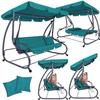 Balancelle de jardin - SPRINGOS - Venise (Hollywood) - 3 places - Toit réglable - Turquoise-vert