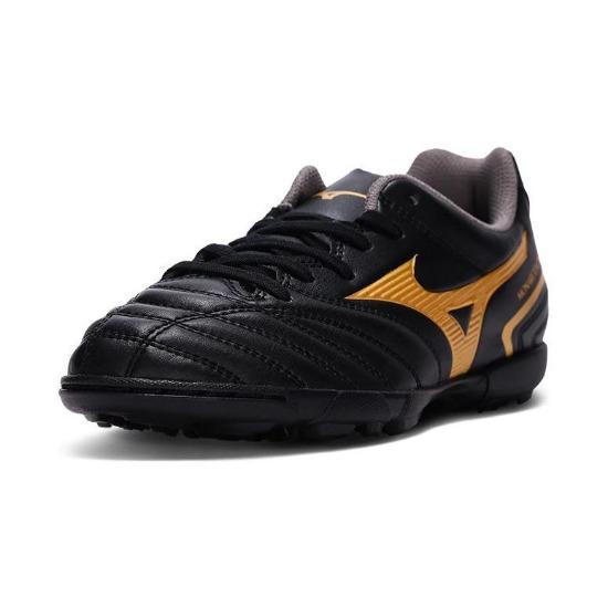 Mizuno Прочные детские футбольные бутсы с низким верхом из искусственной травы, черно-золотые, P1GE232550