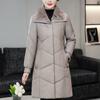 Middle Age Woman Winter Long Faux Sheepskin Coats Fur Collar Elegant Thick Warm Winter Parkas Female Leather Jacket