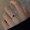 Black Zircon Heart Shaped Ring Fashionable Personalized Opening Adjustable Alloy Ring Jewelry Accessory