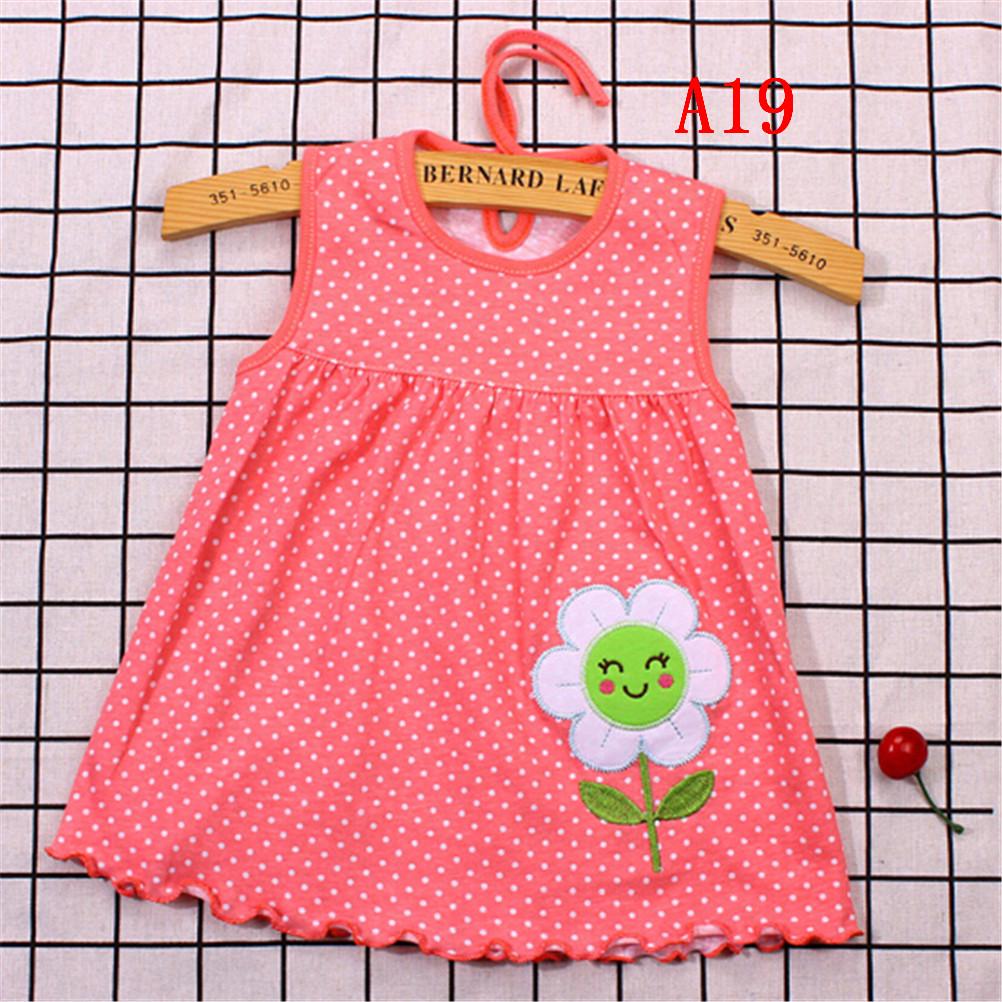 Newborn Baby Cotton Dress Regular Sleeveless A-Line Girl Dresses 0-24 Months