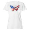 Women's T-shirt Patriotic Butterfly Floral American Flag