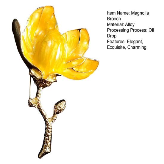 Брошь «Цветок магнолии» для женщин, эмалированный сплав, цветок, булавка на лацкан для курток, платьев, пальто, шляп, аксессуаров