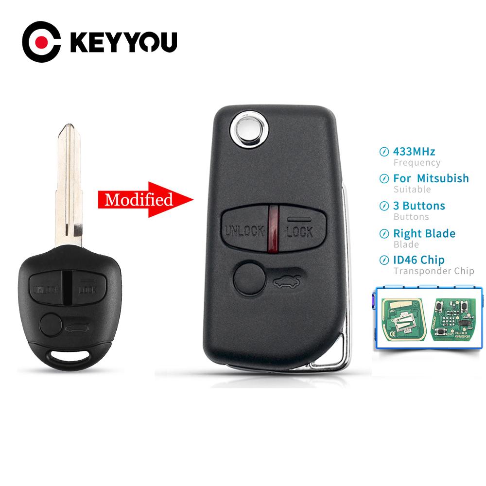 KEYYOU Modified 433MHz 2/3 Buttons ID46 Car Remote Control Key For Mitsubishi L200 Shogun Pajero Grandis ASX Triton MIT11/MIT8