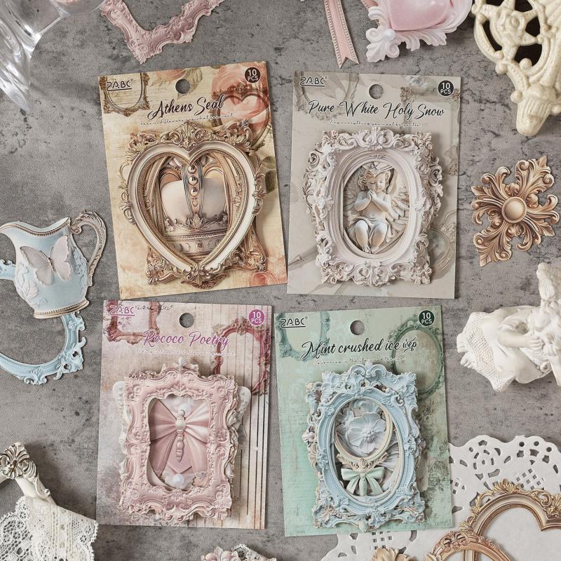 10 Sheets Vintage Hollow Border Decorative Card, Retro Design, for Journal & Scrapbooking Decoration