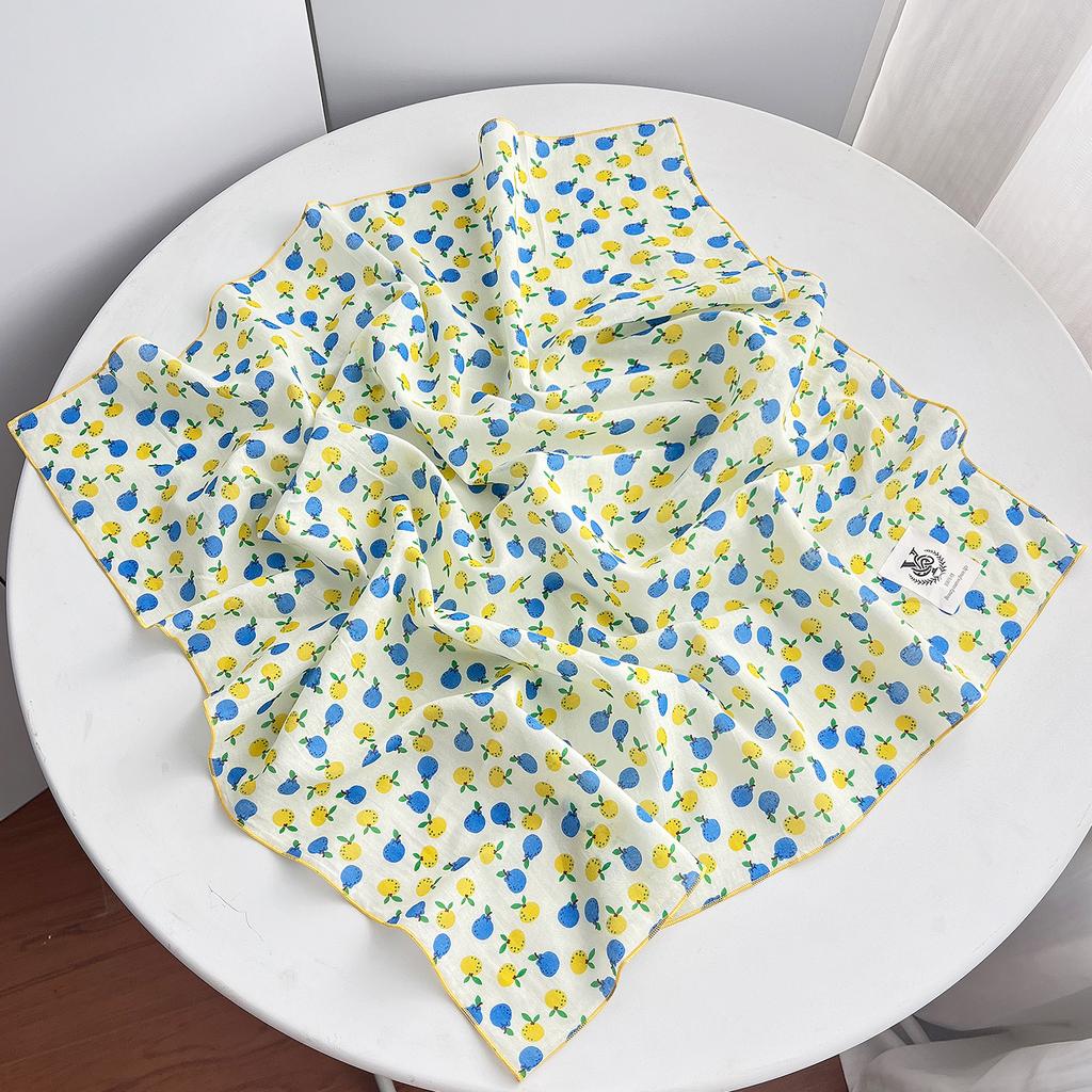 Korean version of the new small fresh printing small square scarf women's summer 111% pure cotton soft multi-functional decorative silk scarf scarf