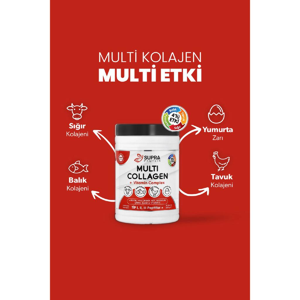 Мультиколлагеновый мультивитаминный порошок Формула 5 типов коллагена, витаминов, добавок для здоровья и красоты