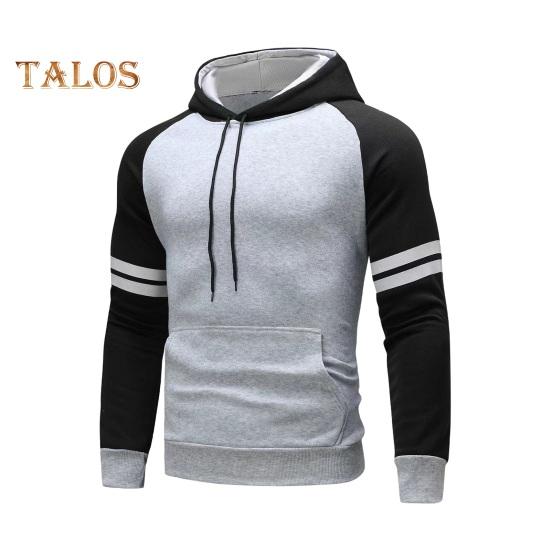Мужская толстовка с капюшоном на осень-зиму с цветными блоками, длинными рукавами, большим карманом, эластичными манжетами и подолом, тонкая облегающая повседневная одежда, повседневный спортивный топ