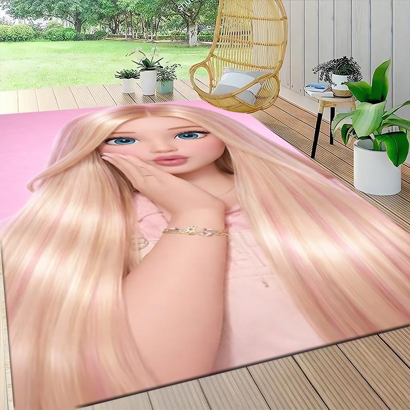 Glamorous Barbie Portrait Carpet Rug Soft Washable Antislip Home Living Room Sofa Mats Personalized Christmas Rug
