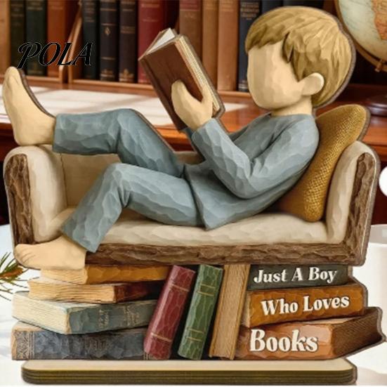Чтение на диване Деревянная табличка Женщина Книга Деревянная табличка, Просто девушка/мальчик, который любит Статуэтка для персонализированного украшения для влюбленных Полка Стол, Литературная стена