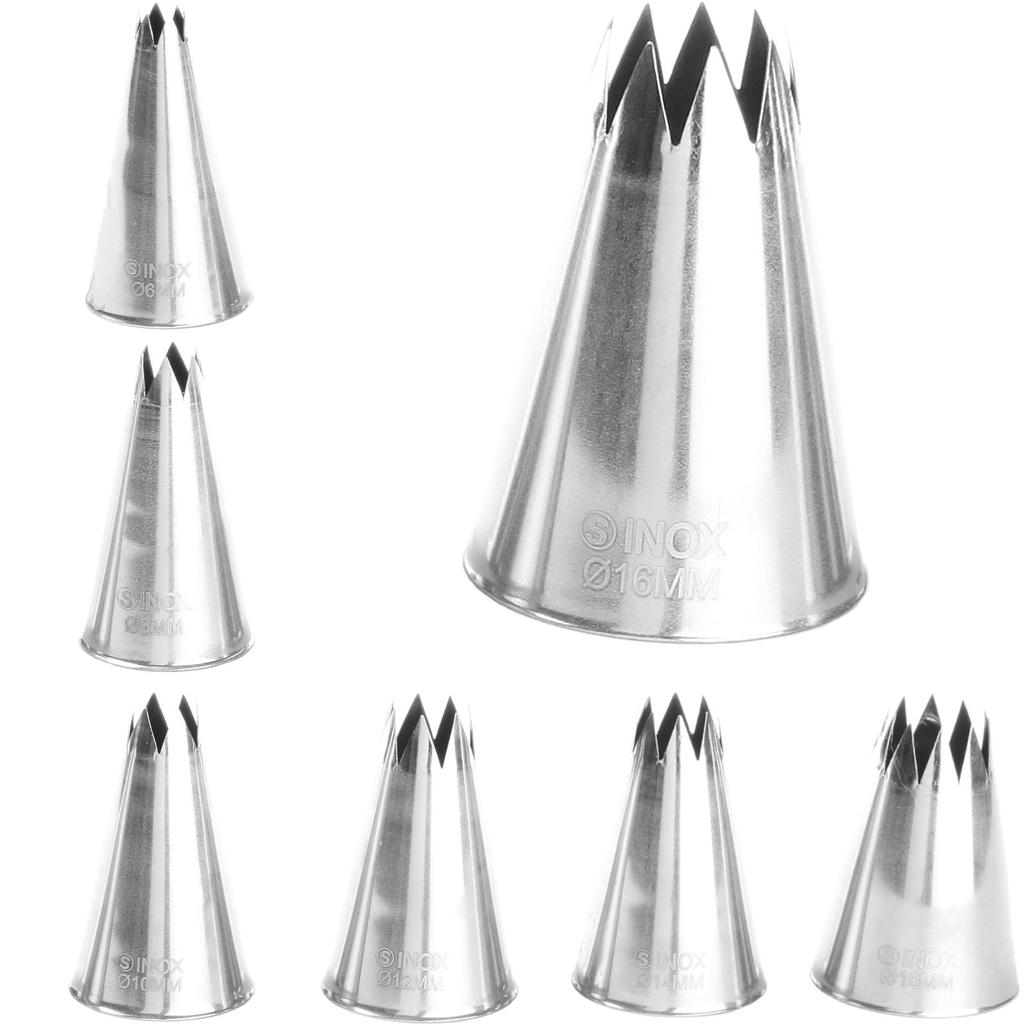 Star-shaped tips for pastry bag sleeves, corrugated steel, set of 7, HENDI 551714