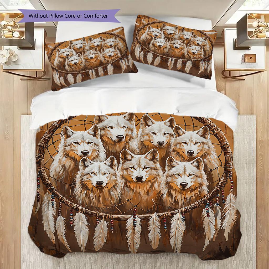 Wolf Pattern Bedding Quilt Set Quilt Cover Pillowcase Home Decoration Birthday Gift (1 * duvet cover + 2 * pillowcase, without core)