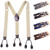 Vintage Suspenders Men Women Leather Trimmed Y Back Adjustable Elastic Trouser Braces Straps Belt For Wedding Party
