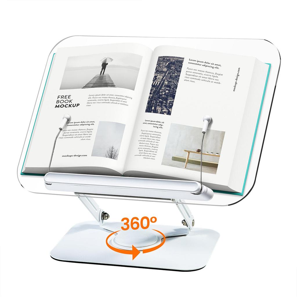Portable Book Stand Free Angle Adjustable Book Holder for Thick Textbook Collapsible Acrylic Book Rest Desktop Riser Stand