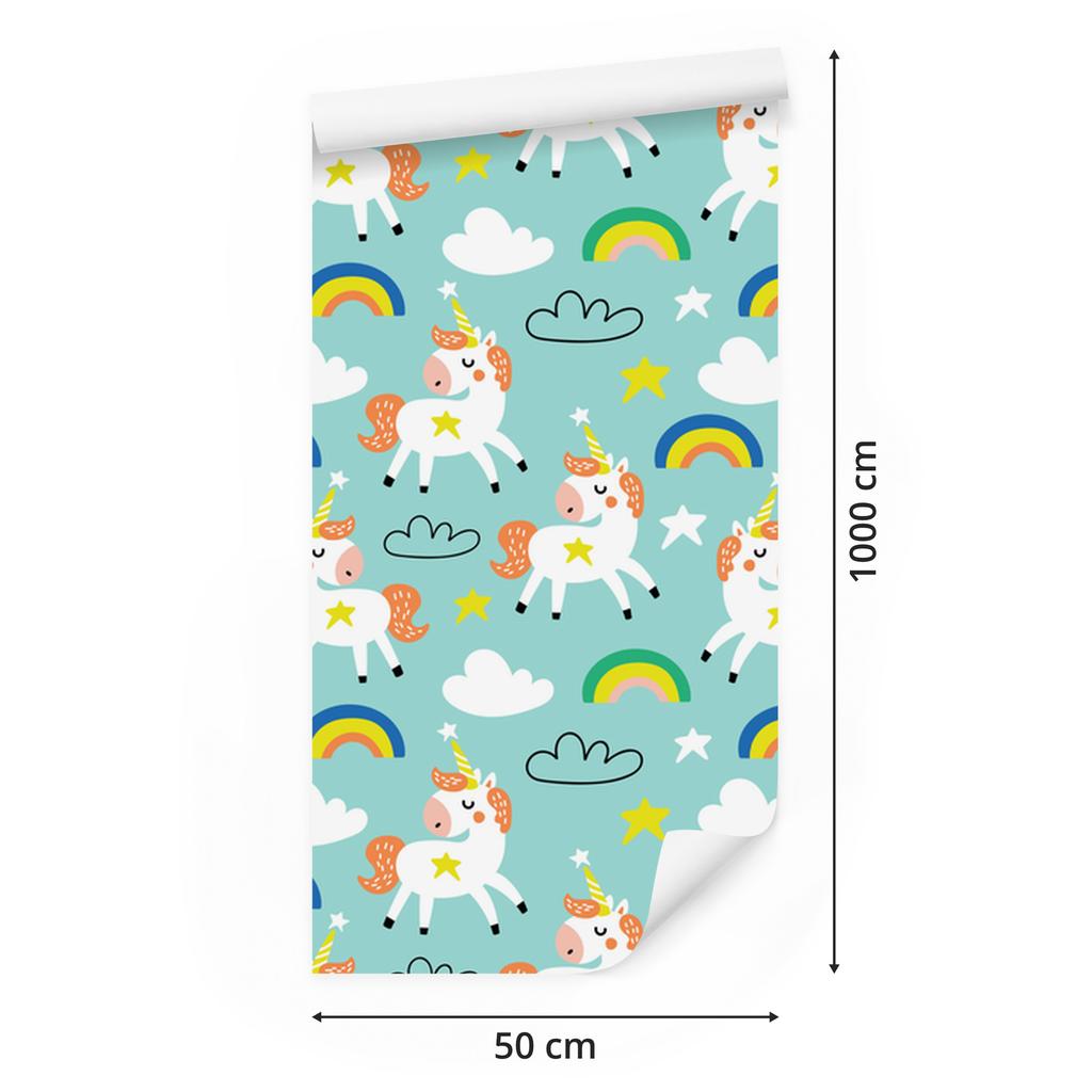 Sleeping Unicorns Wallpaper in Scandinavian Style for Living Room and Bedroom 50x1000