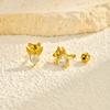 Cute Bear Heart Cubic Zirconia Stud Earring, 18K Gold Plated Stainless Steel Women's Exquisite Waterproof Jewelry