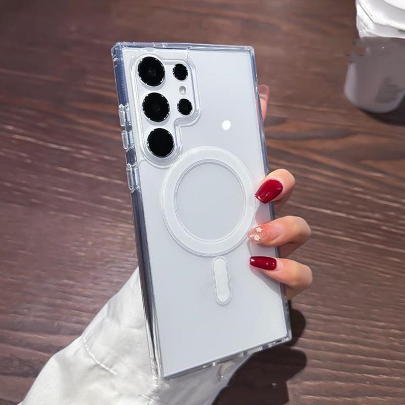 Магнитный чехол Magsafe для Samsung Galaxy S25 S24 S21 FE S22 Plus S23 Ultra Plus Беспроводная зарядка Ударопрочный чехол