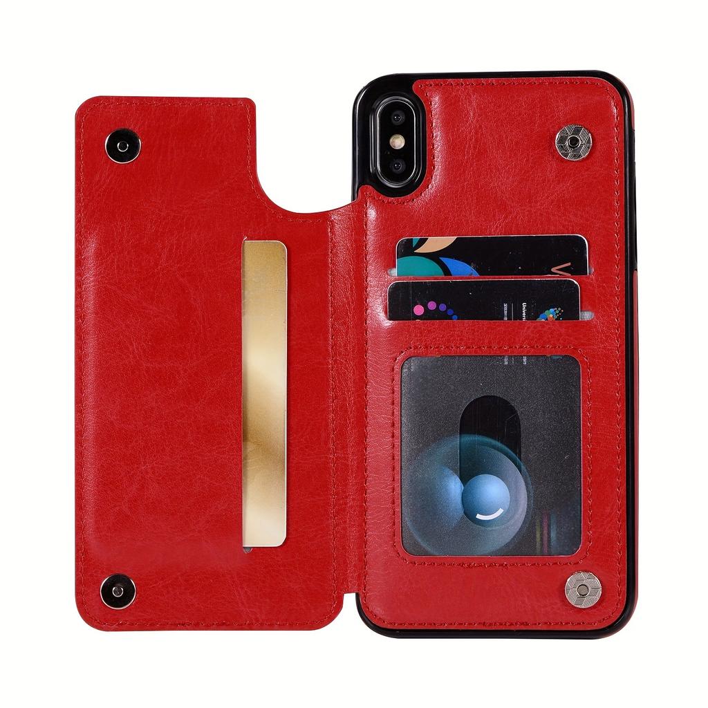 Чехол для телефона-кошелька с держателем для карт, чехол с подставкой для карт из искусственной кожи, двойной магнитной застежкой и прочным противоударным чехлом, для IPhone